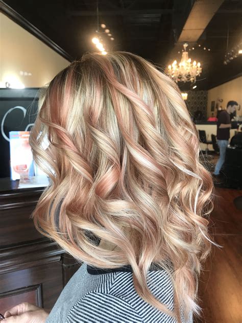 strawberry blonde with blonde highlights|strawberry blonde highlights on brunette.